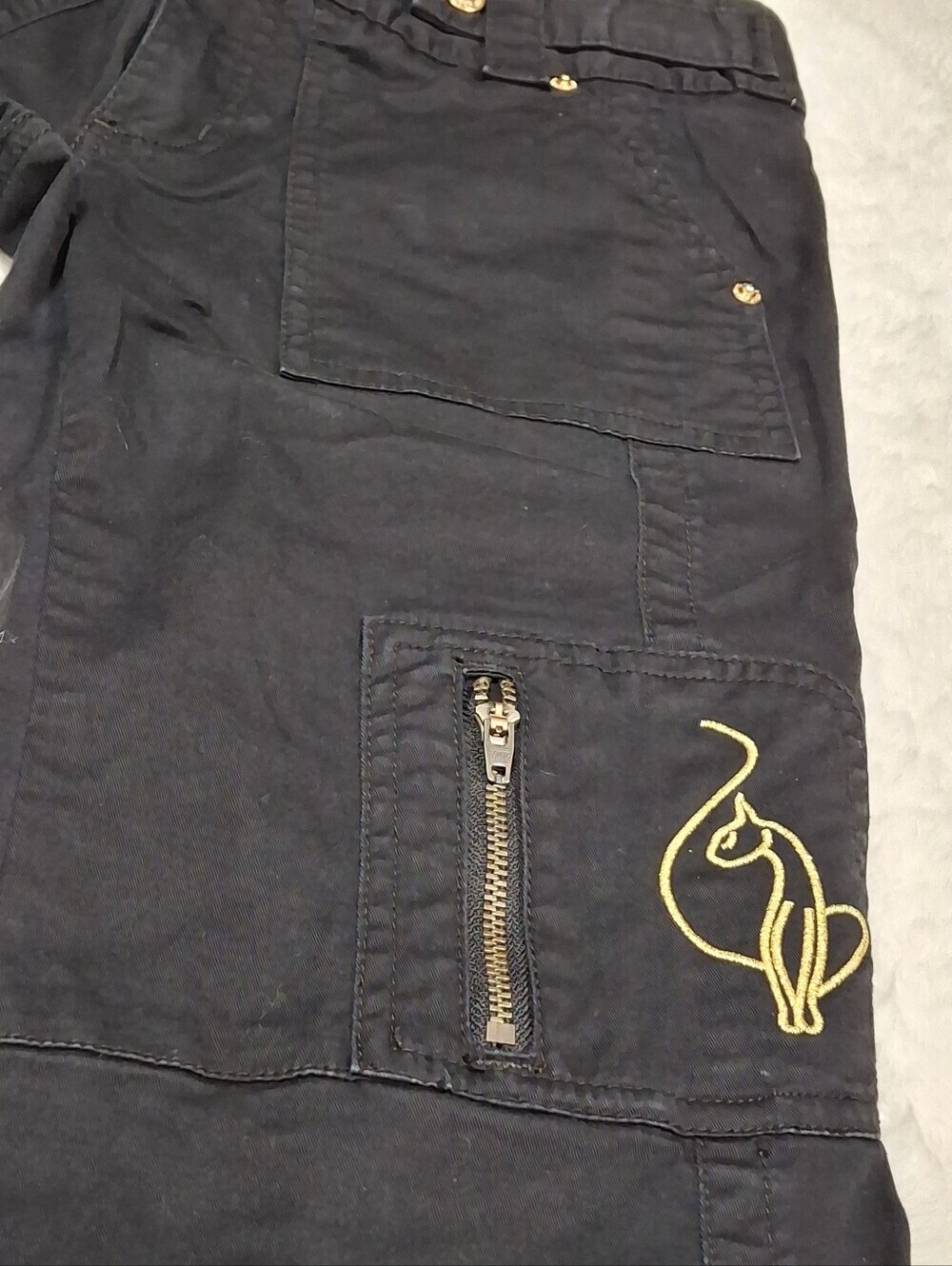 Baby Phat Ankle Drawstring Black Cotton Stretch Pants Women Size 5 / Waist 30 - Picture 7 of 16